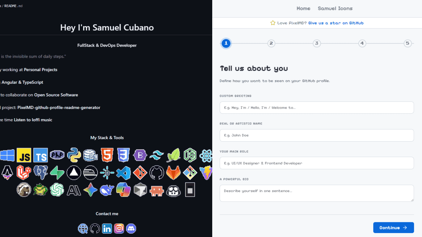 PixelMD - GitHub Profile README Generator